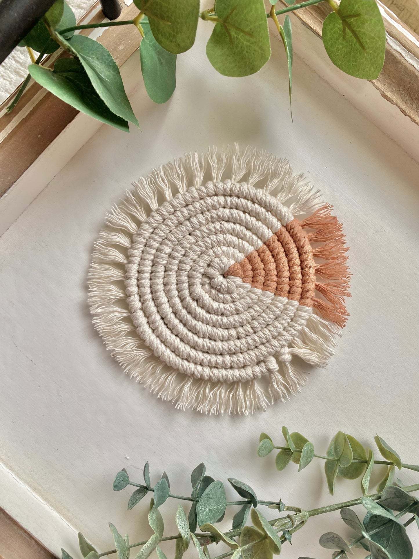 Two Tone Macrame Coaster